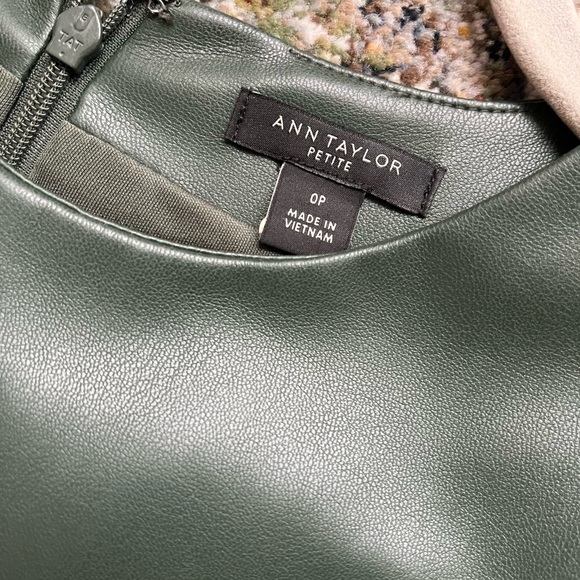 Ann Taylor Petite Green Leather Mini Dress with Pockets - Picture 6 of 16